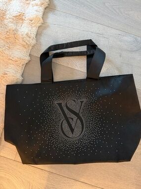 Victoria’s Secret Bling Tote – Black Rhinestone VS Logo | Chic Everyday Bag